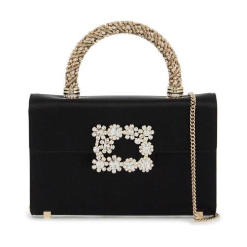 Kristallen Bloem Mini Handtas Roger Vivier , Black , Dames