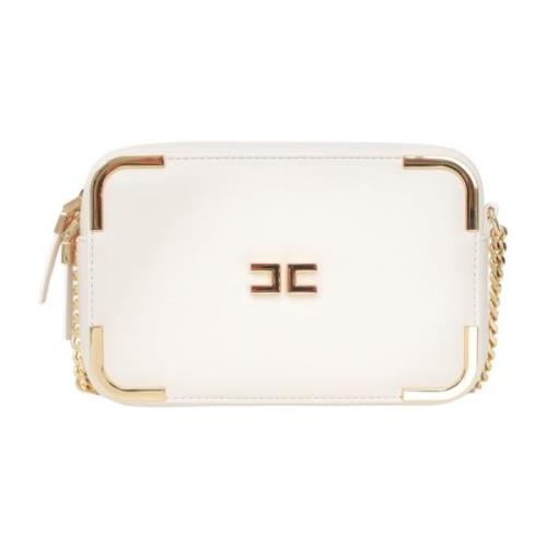 Witte Mini Schoudertas met Kettingriem Elisabetta Franchi , White , Da...