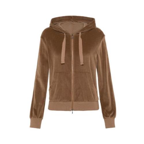 Bruine Sweater met Capuchon en Rits Deha , Brown , Dames