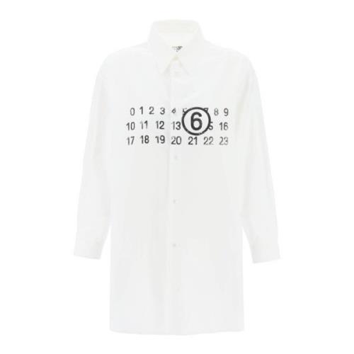 Shirtjurk met Numeriek Logo en Italiaanse Kraag MM6 Maison Margiela , ...