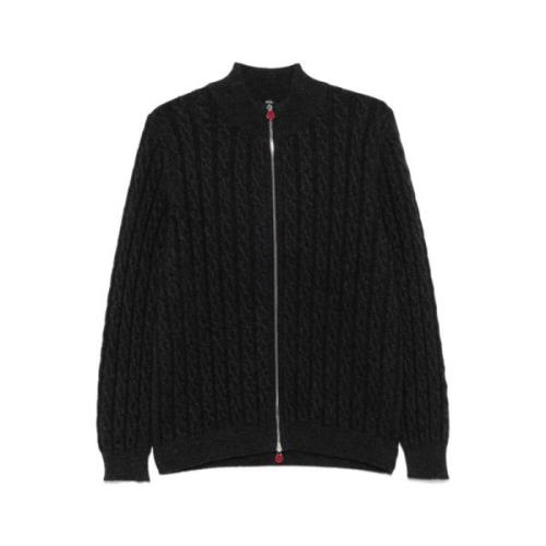 Donkergrijze Cashmere Cable-Knit Vest Kiton , Gray , Heren