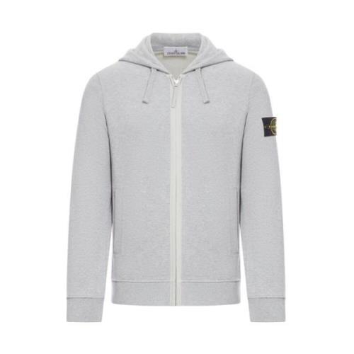 Grijze Hoodie met Rits Stone Island , Gray , Heren