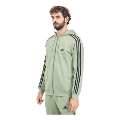 Essentials Fleece 3 Stripes Sweater Adidas , Green , Heren