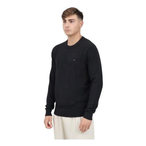 Zwarte Crewneck Sweater Geborduurde Vlag Tommy Hilfiger , Black , Here...