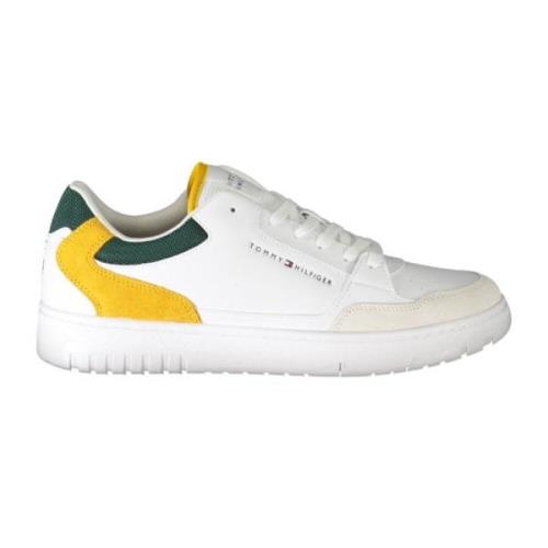 Sportieve witte vetersneakers met groene en mosterddetails Tommy Hilfi...