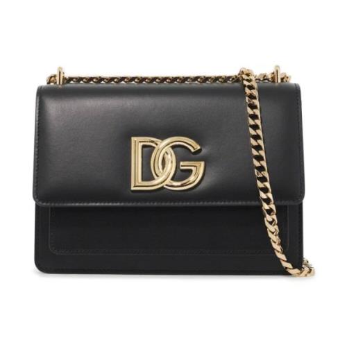 Metalen Logo Schoudertas Dolce & Gabbana , Black , Dames