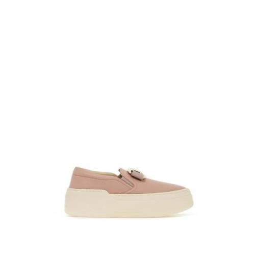 Gouden Vara Gesp Slip-On Sneakers Salvatore Ferragamo , Pink , Dames