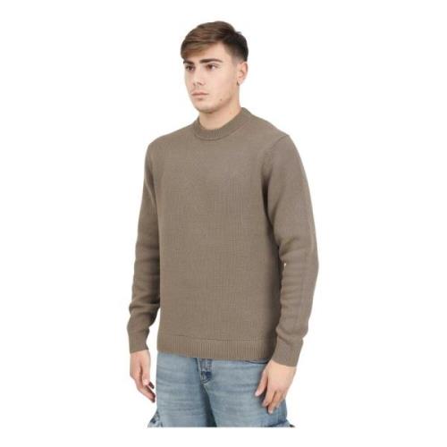 Beige Crew Neck Sweater Mannen Selected Homme , Brown , Heren