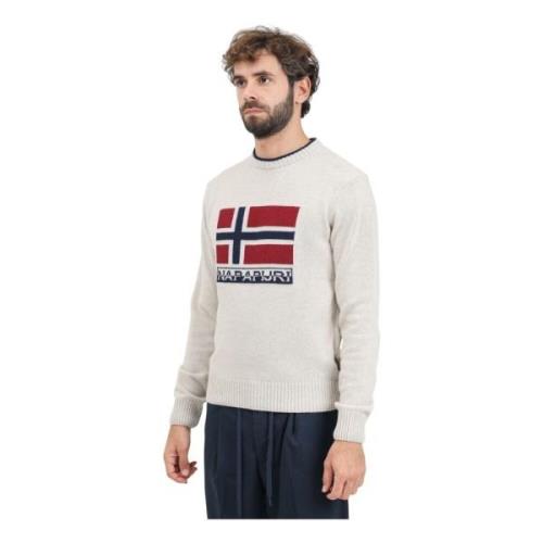 Beige Crewneck Sweater Silvretta Style Napapijri , Beige , Heren