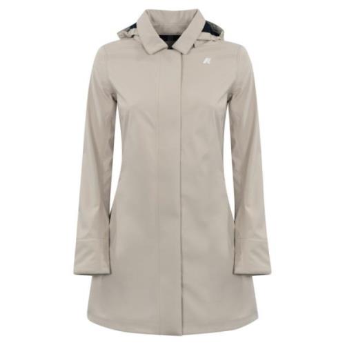 Waterdichte trenchcoat met afneembare capuchon K-Way , Beige , Dames