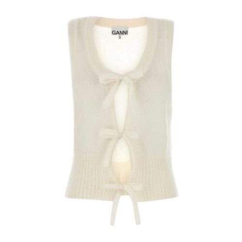 Witte Mohair Blend Vest Ganni , White , Dames