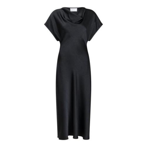 Elegante Zwarte Satijnen Jurk Neo Noir , Black , Dames