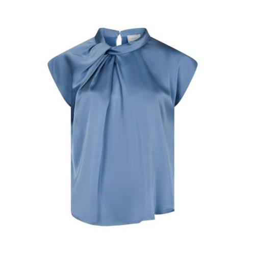 Blauwe Bloemen Satijnen Blouse Top Neo Noir , Blue , Dames