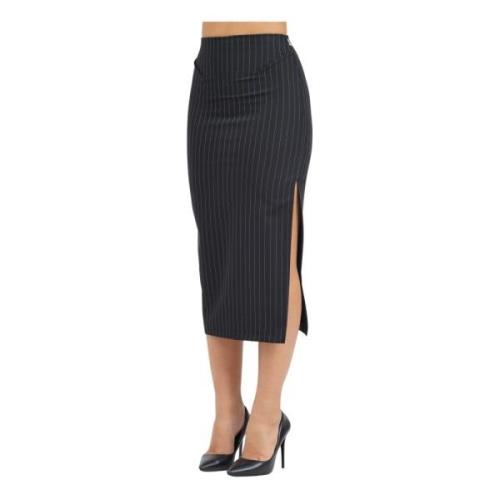 Zwarte Gestreepte Midi Rok Patrizia Pepe , Black , Dames