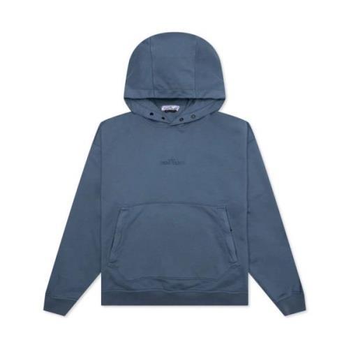 Blauwe hoodie met geborduurd logo Stone Island , Blue , Heren