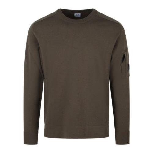 Wollen Crewneck Sweater met ritssluiting C.p. Company , Green , Heren