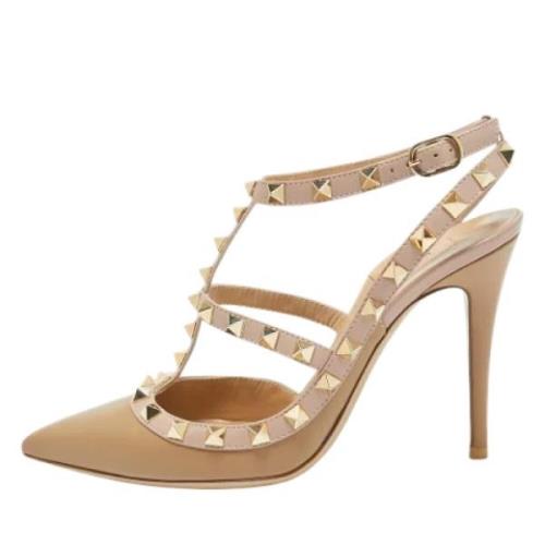 Pre-owned Leather heels Valentino Vintage , Beige , Dames