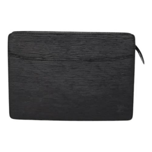 Pre-owned Leather clutches Louis Vuitton Vintage , Black , Heren