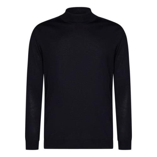 Midnight Blue Merino Wool Turtleneck Sweater Low Brand , Blue , Heren