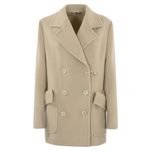 Natuurlijke Wol Kasjmier Korte Jas Fay , Beige , Dames