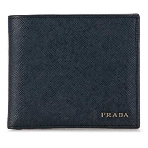 Pre-owned Leather wallets Prada Vintage , Blue , Heren