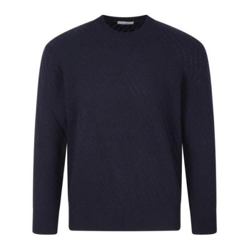 Wollen Crew-Neck Sweater Fw24 Paolo Pecora , Blue , Heren