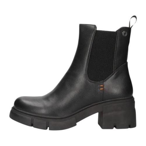 Zwarte laarzen met rits en 6 cm hak Refresh , Black , Dames