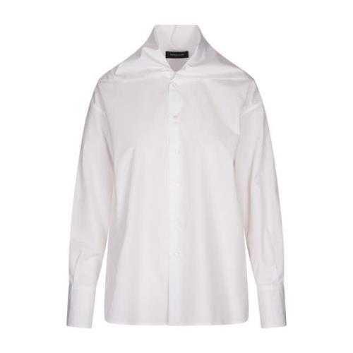 Witte Katoenen Popeline Blouse met Hoge Kraag Fabiana Filippi , White ...