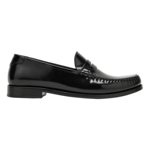 Klassieke Leren Loafer Schoen Saint Laurent , Black , Heren