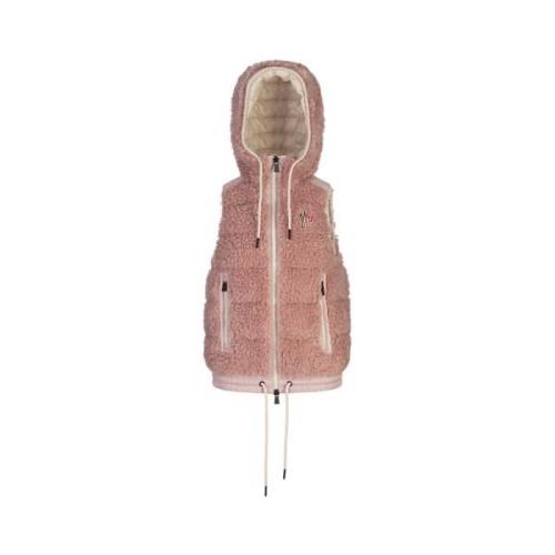 Roze Teddy-Effect Fleece Dons Gilet Moncler , Pink , Dames