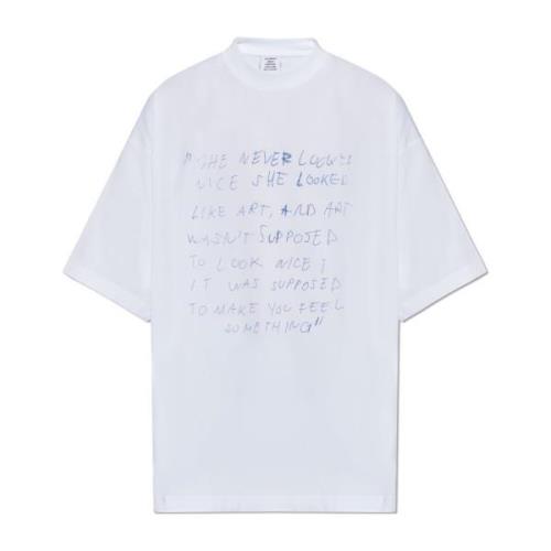 T-shirt met print Vetements , White , Heren