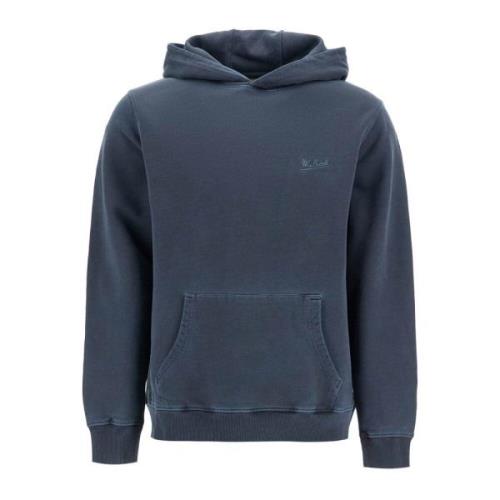 Geborstelde katoenen hoodie met kangoeroezak Woolrich , Blue , Heren