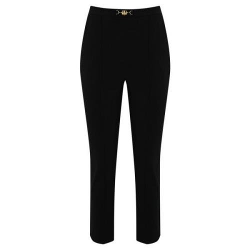 Zwarte rechte broek met gouden metalen gesp Elisabetta Franchi , Black...