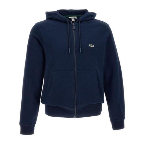 Klassieke Blauwe Hoodie met Ritssluiting Lacoste , Blue , Heren