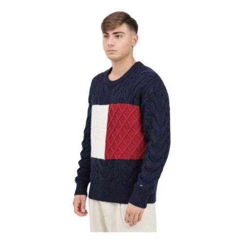 Color-block Ronde Hals Trui Tommy Hilfiger , Blue , Heren