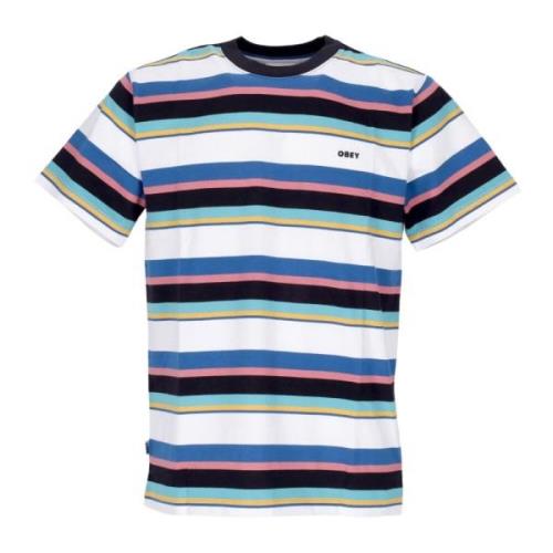 Gestreepte Tee Zwart Multi Katoenen T-Shirt Obey , Multicolor , Heren