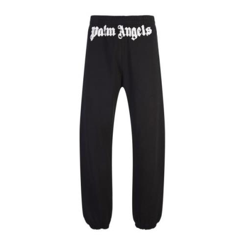 Zwarte Katoenen Fleece Joggers Palm Angels , Black , Heren