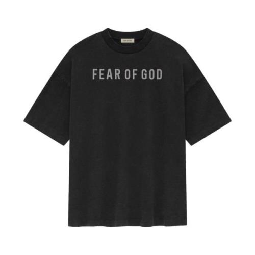 Zwart Logo Print Jersey T-shirt Fear Of God , Black , Heren