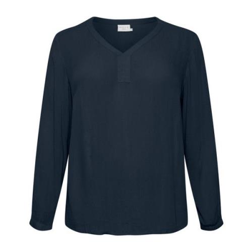 Midnight Marine Lange Mouwen Blouse Kaffe Curve , Blue , Dames