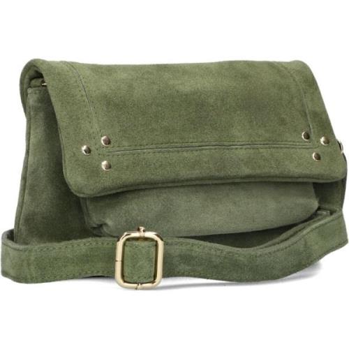 Groene Suède Crossbody Schoudertas Notre-v , Green , Dames