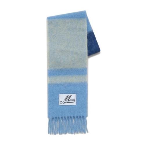 Blauwe Gestreepte Mohair-Wol Sjaal Marni , Blue , Dames