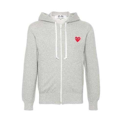 Grijze Gebreide Hoodie met Hart Patch Comme des Garçons Play , Gray , ...