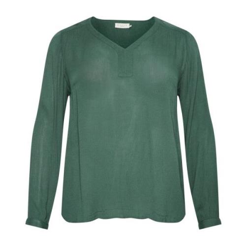 Garden Topiary Lange Mouwen Blouse Kaffe Curve , Green , Dames