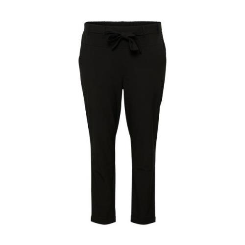 Slim-leg Geriemde Zwarte Broek Kaffe Curve , Black , Dames