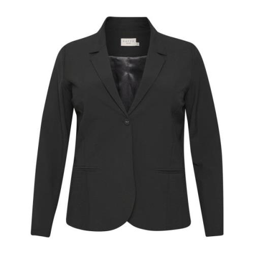 Klassieke Blazer Jas Zwart Diep Kaffe Curve , Black , Dames