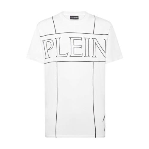 Casual Katoenen T-shirt Plein Sport , White , Heren