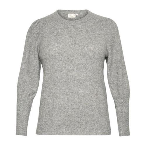 Grijze Melange Gebreide Trui Kaffe Curve , Gray , Dames