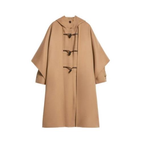 Oversized Wollen Cape Jas met Capuchon Weekend , Brown , Dames