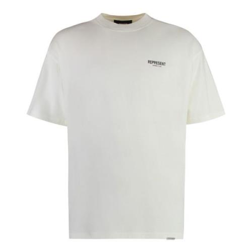 Katoenen Crew-neck T-shirt met Achterprint Represent , Beige , Heren