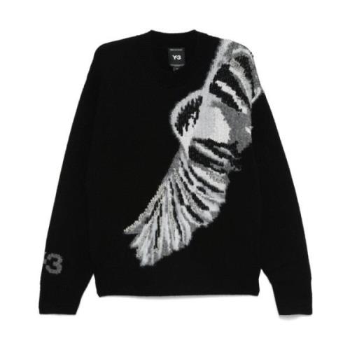 Zwarte Gebreide Crew Sweater Y-3 , Black , Heren